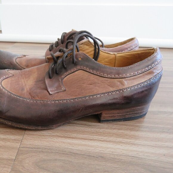 BED STU Bench Made Cobbler Series Wingtip Derby Brogue Shoes Brown Leather 10 - Picture 6 of 16